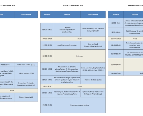 planning de l'école d'été aérothermique 2026