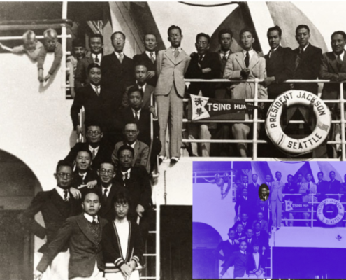 Qian Xuesen and other Boxer scholars aboard President Jackson steamship en route to America (Shanghai, August 1935)