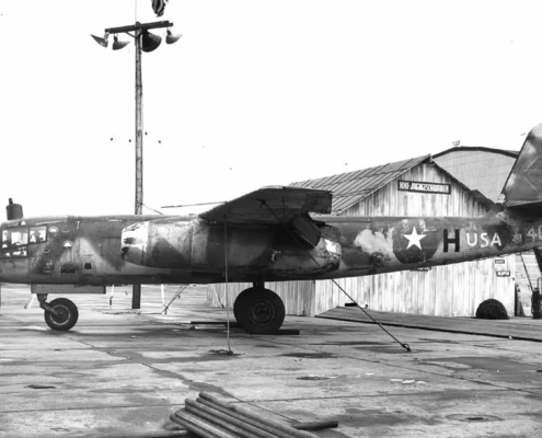 A captured Arado Ar 234 at Wright Field (later Wright-Patterson Air Force Base) in October 1945. Image: Bill Larkins/CC BY-SA 2.0